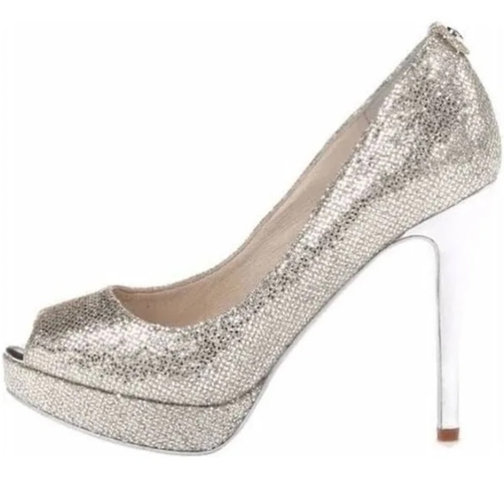 Michael Kors Platform Heels, silver, size 8, lightly worn